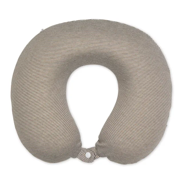bucky-jersey-stripe-memory-foam-reisekissen-taupe-stripe-u-f-rmiges-nackenkissen image 1