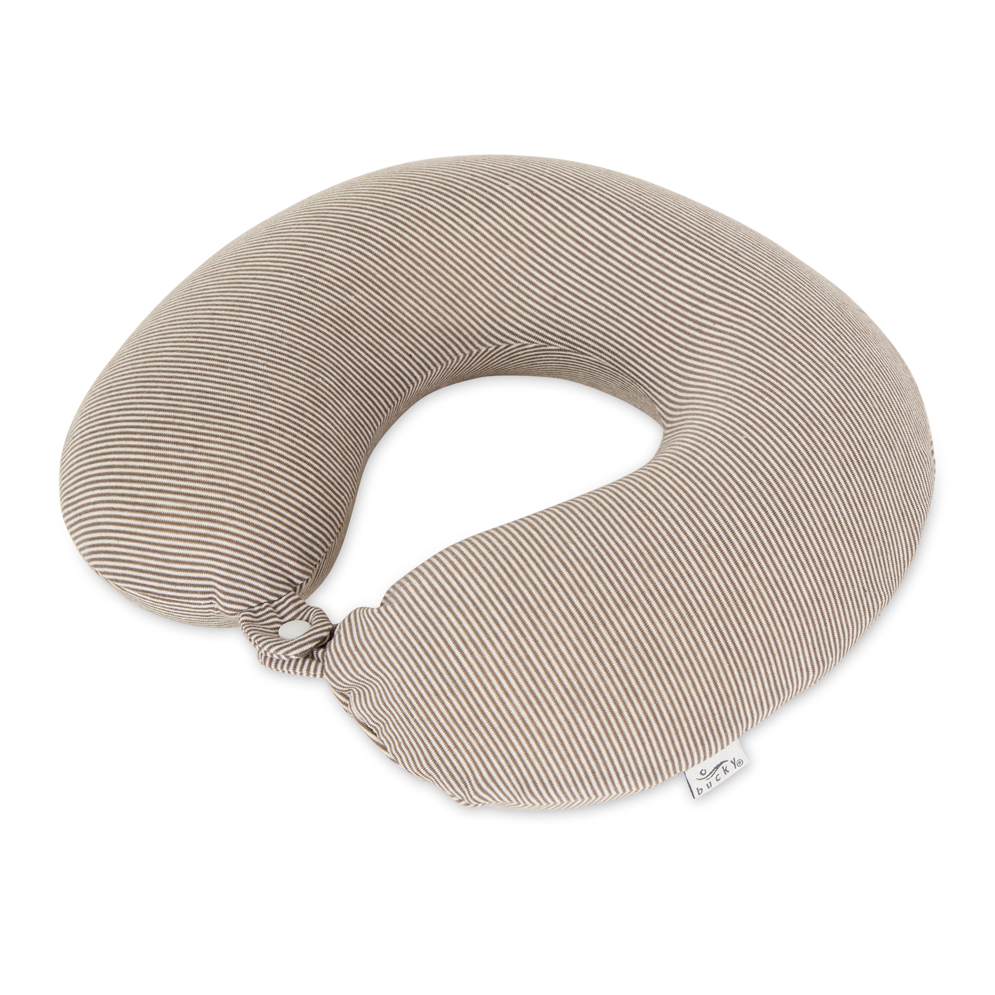 bucky-jersey-stripe-memory-foam-reisekissen-taupe-stripe-u-f-rmiges-nackenkissen image 2